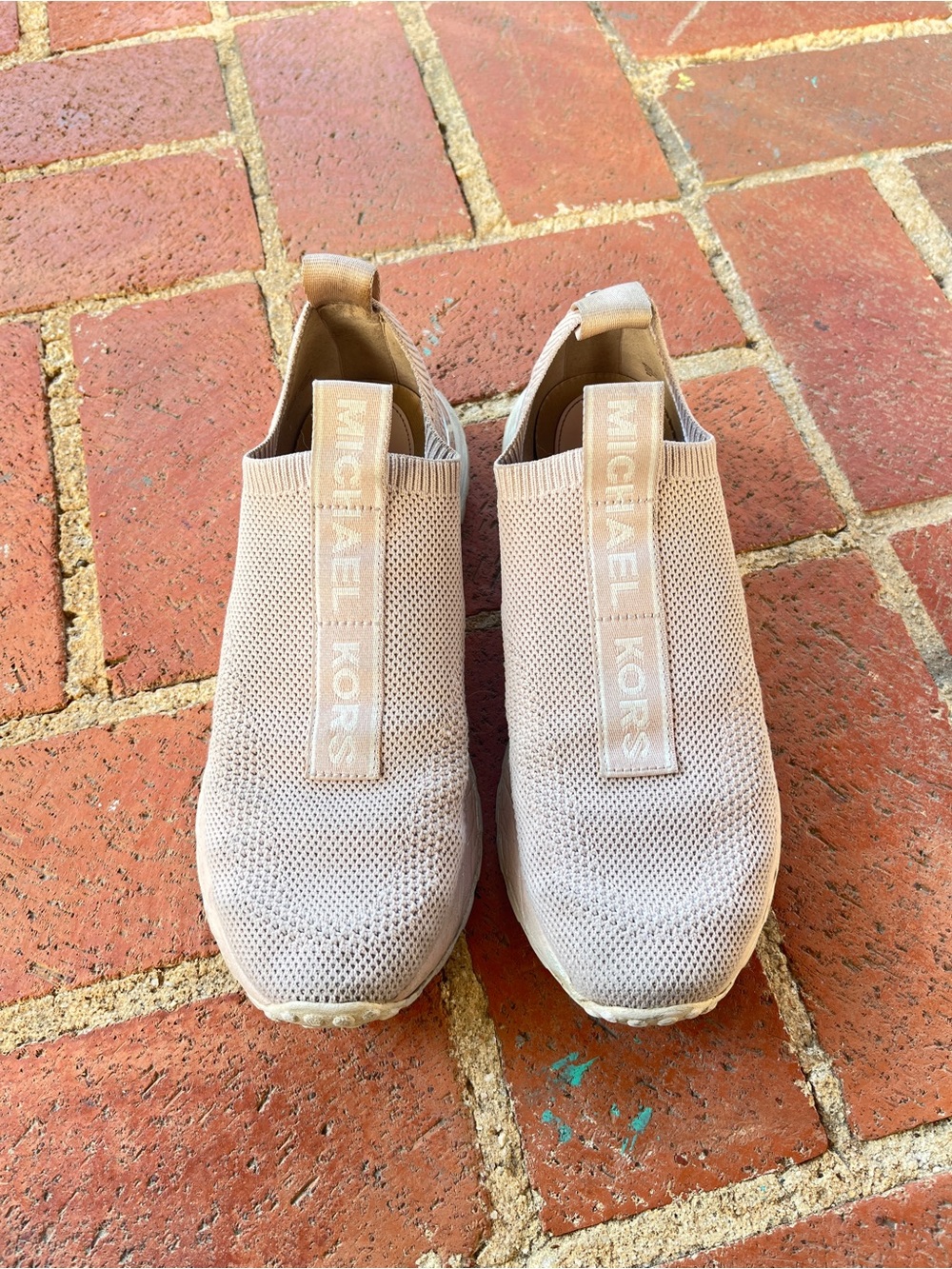 Michael Kors Light Pink/Beige Knit Slip-On Sneakers